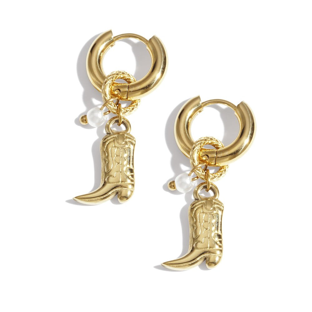 Oorbellen 'Hanger parel cowboy boots'