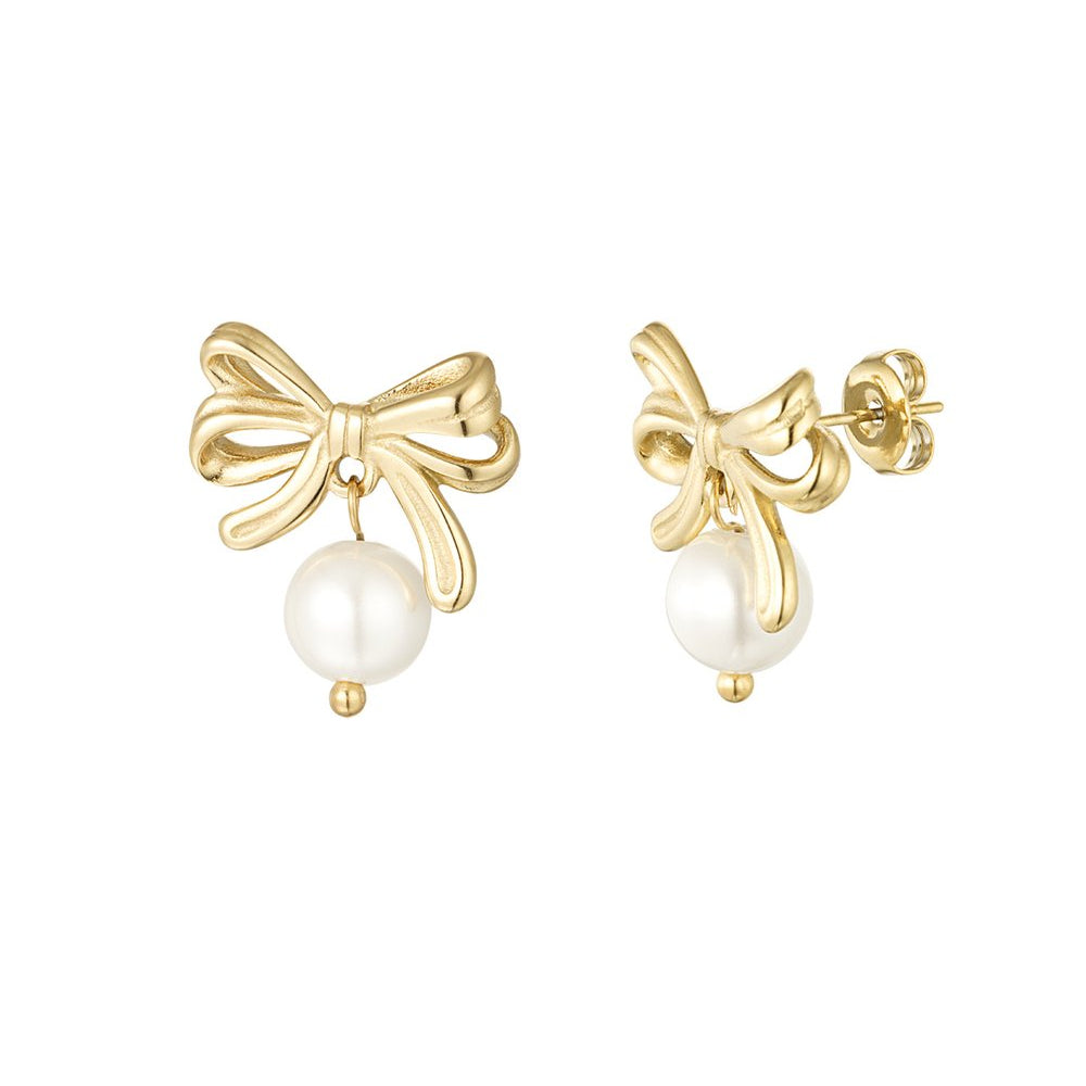 Oorbellen 'Strik met parel'