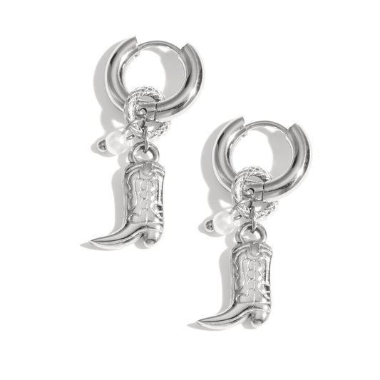 Oorbellen 'Hanger parel cowboy boots'